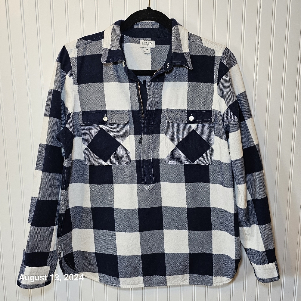 EUC J. Crew‎ Buffalo Check Half-Zip Flannel